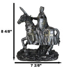 Suit of Armor Crusader Knight With Sword And Shield On Cavalry Horse Figurine