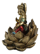 Hindu Goddess Of Fortune Lakshmi Meditating On Padma Lotus Flower Mini Figurine