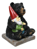 Backwoods Buddies Black Bear Hugging Gnome Figurine Whimsical Woodland Bear