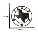 16"D Rustic Western Lone Stars Texas State Map Metal Circle Wall Hanging Decor