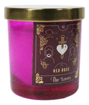 Wicca Witchcraft Mystic Tarot The Lovers Red Rose Scented Pillar Candle Gold Lid