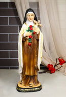 Carmelite Order Saint Theresa of Lisieux With Roses and Crucifix Figurine 11" H
