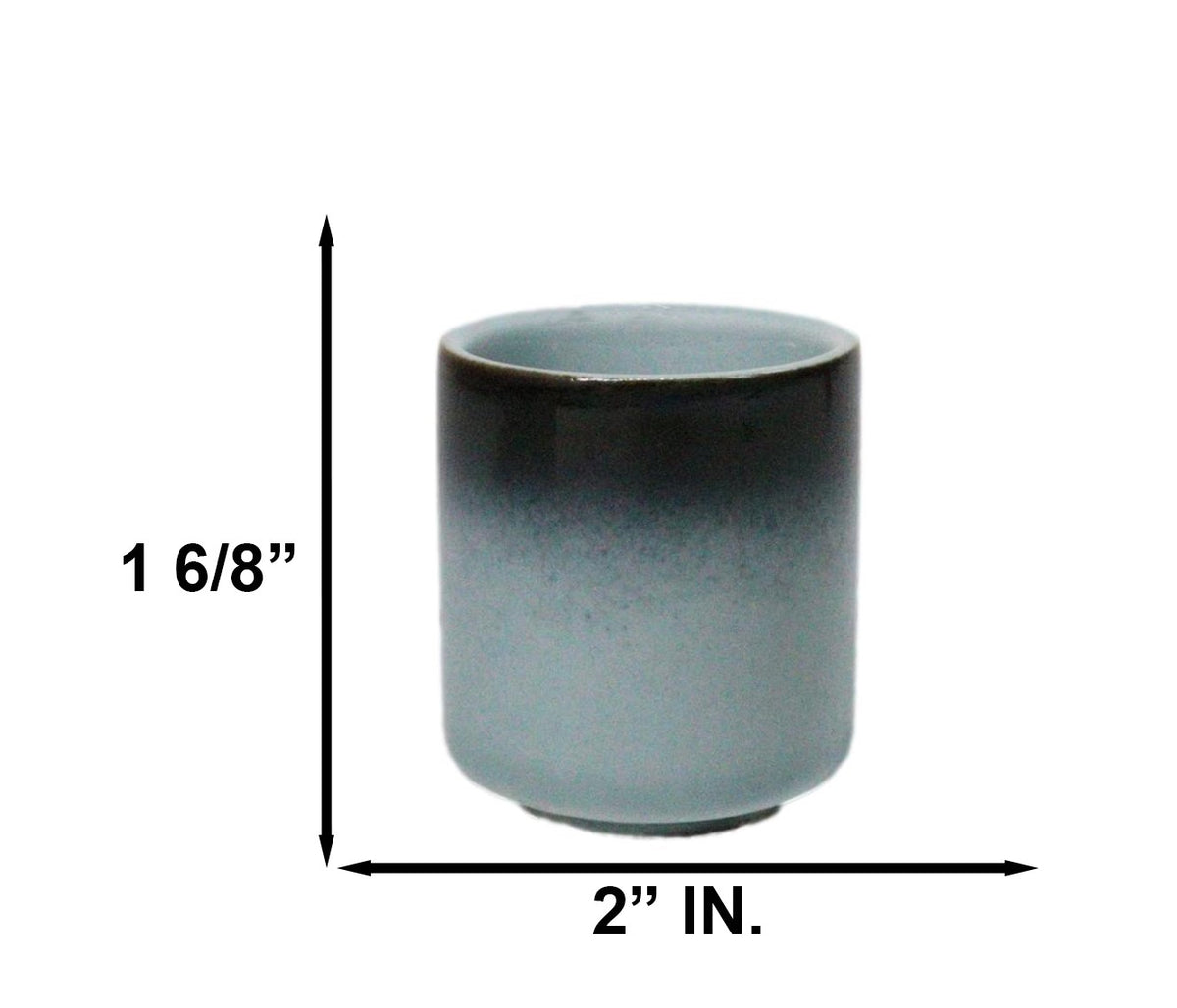Seikai Blue Ochoko Ceramic Sake Cups 1.5 Oz, Set of 6, Japanese Style Drinkware
