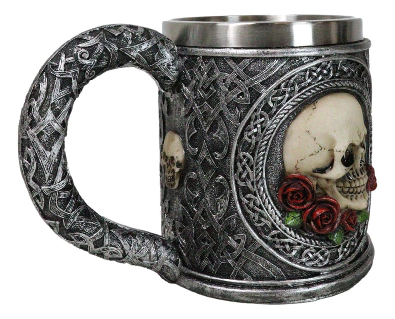 Love Never Dies Day Of The Dead Gothic Sugar Skull With Rose Flowers Coffee Mug
