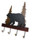 Rustic Western Black Bear Roaming Pine Forest 4 Pegs Wooden Wall Hooks Plaque