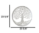 White 23"D Oversized Celtic Tree of Life Medallion Metal Wall Circle Plaque