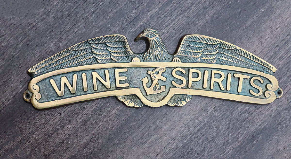 Marine Bald Eagle Sailor Anchor Wine And Spirits Aluminum Wall Decor Plaque - Ebros Gift