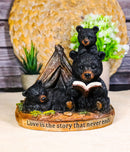 Bedtime Story Bear Family Camping Figurine Black Bears by Tent Forest Scene
