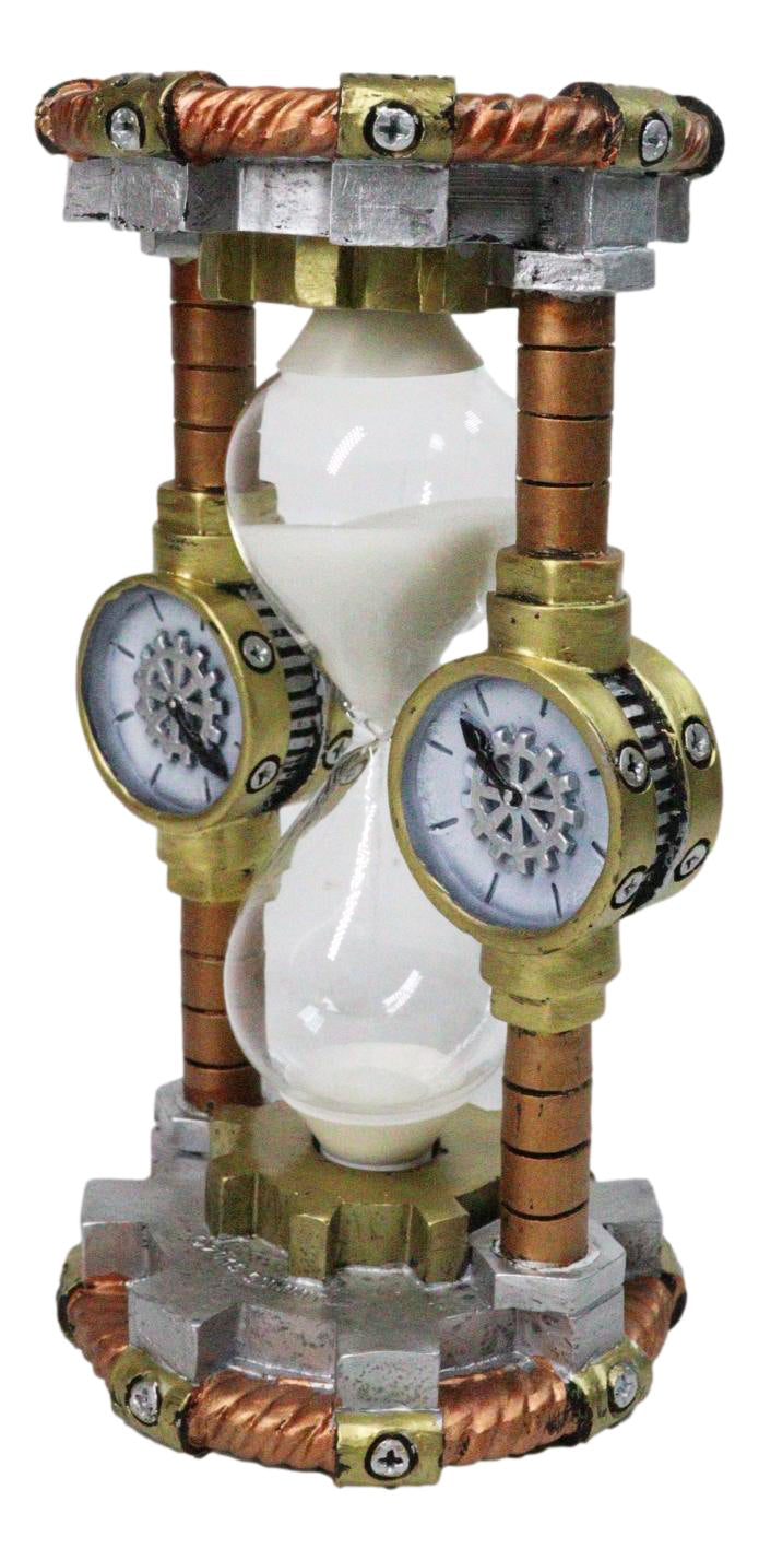 Ebros Gift Steampunk Sand Timer with Clockwork Gear & Pipe Design Figurine