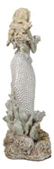 Large Vintage Sea Goddess Mermaid Holding Sconce Standing By Coral Reef Statue