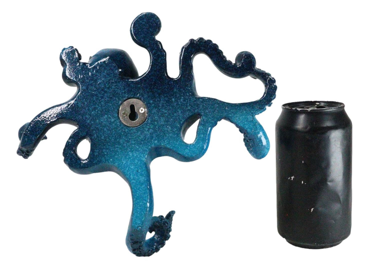Nautical Marine Blue Giant Octopus Multi Point Tentacles Wall Hooks Sculpture