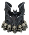 Gothic Cathedric Twin Bats On Graveyard of Skulls Candle Or Wine Bottle Holder