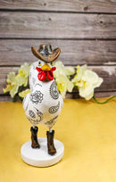 White Western Country Cowboy Chicken Rooster Wearing Hat And Boots Figurine 8"H