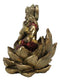Hindu Deity Goddess Saraswati With Veena Guitar On Lotus Flower Mini Figurine