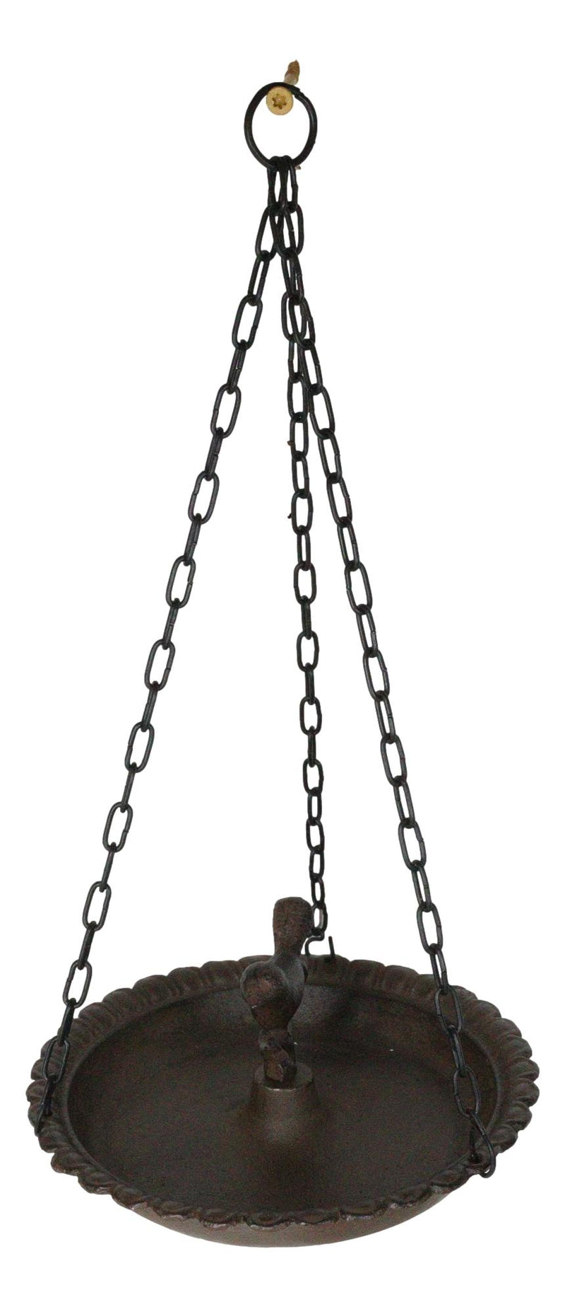 Cast Iron Love Bird On Branch Sunflower Basin Hanging Garden Bird Bath Feeder