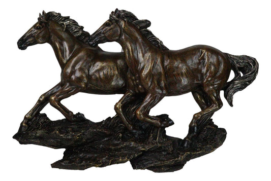 Rustic Western Running Horses On Grasslands Wall Sculpture Relief Figurine 16"L - Ebros Gift