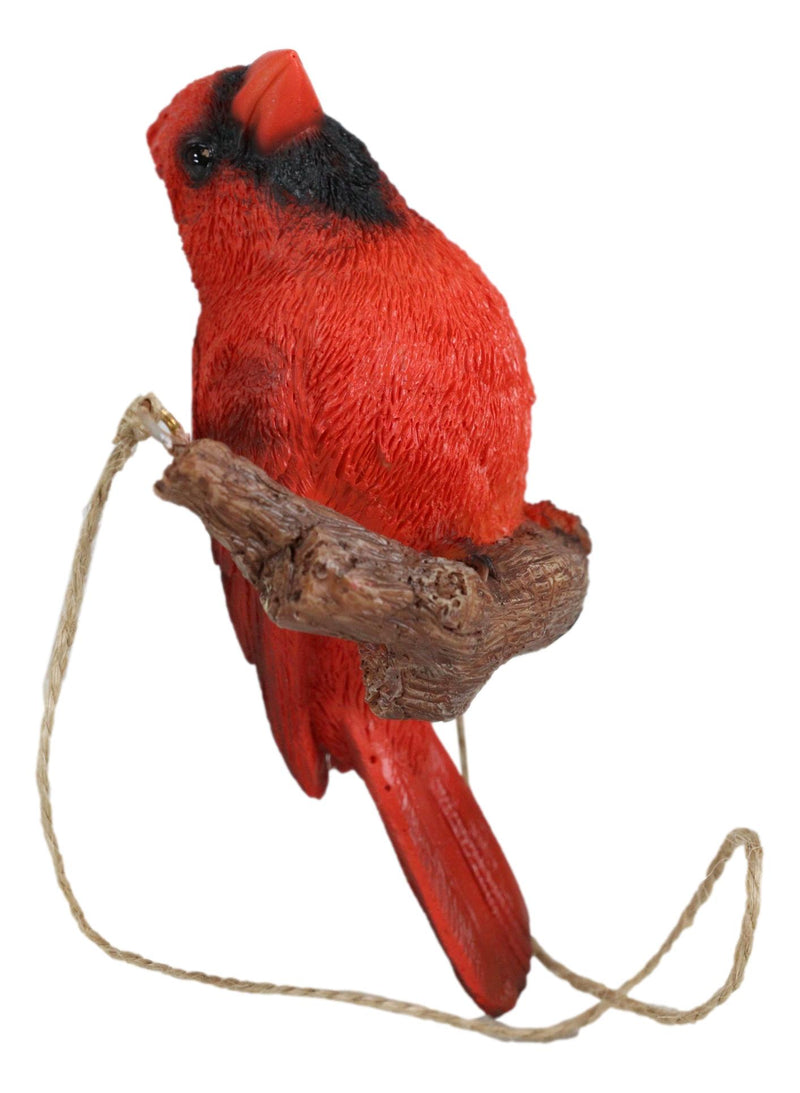 Ebros Home Garden Hanging Northern Red Cardinal Bird Perching on Branch Figurine