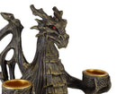 Forest Tree Ent Greenman Dendritic Dragon On Globe Double Candleholder Figurine