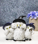See Hear Speak No Evil Wise Mother Owl and Chicks With Witch Hats Figurine
