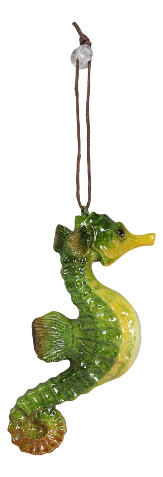 Set Of 6 Green Seahorses Ocean Marine Beach Wall Hanging Decor Tree Ornaments