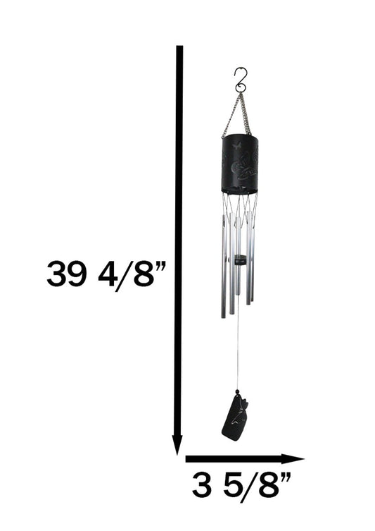 Monarch Butterlfy Cylindrical Steel Metal Filigree Hanging Solar Wind Chime