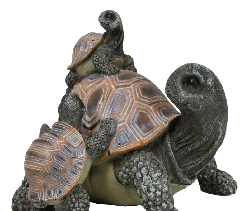 Nautical Marine Turtle Tortoise Mother Piggybacking Hatchlings Family Figurine