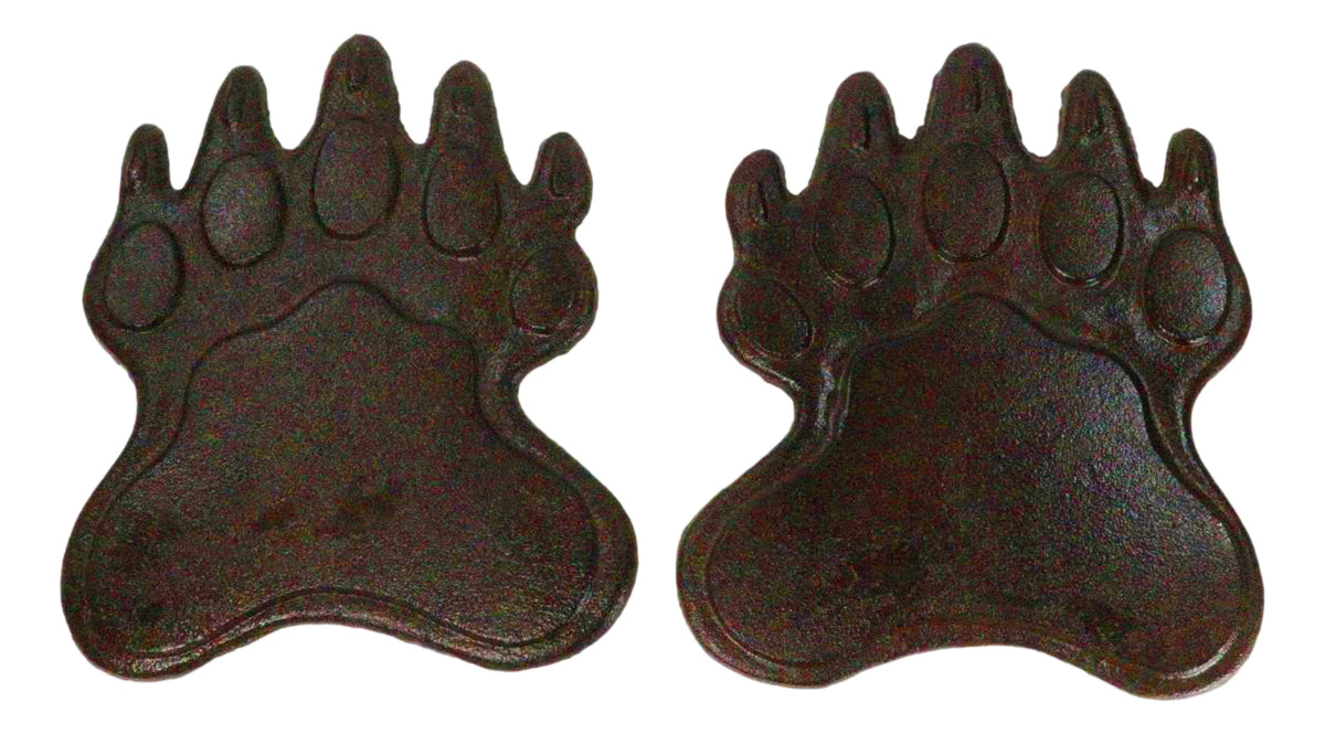 Pack of 2 Cast Iron Grizzly Bear Left and Right Paws Garden Stepping Stones