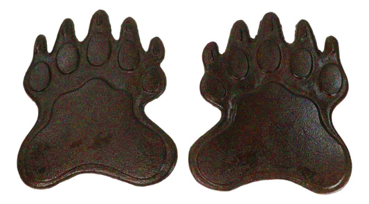 Pack of 2 Cast Iron Grizzly Bear Left and Right Paws Garden Stepping Stones