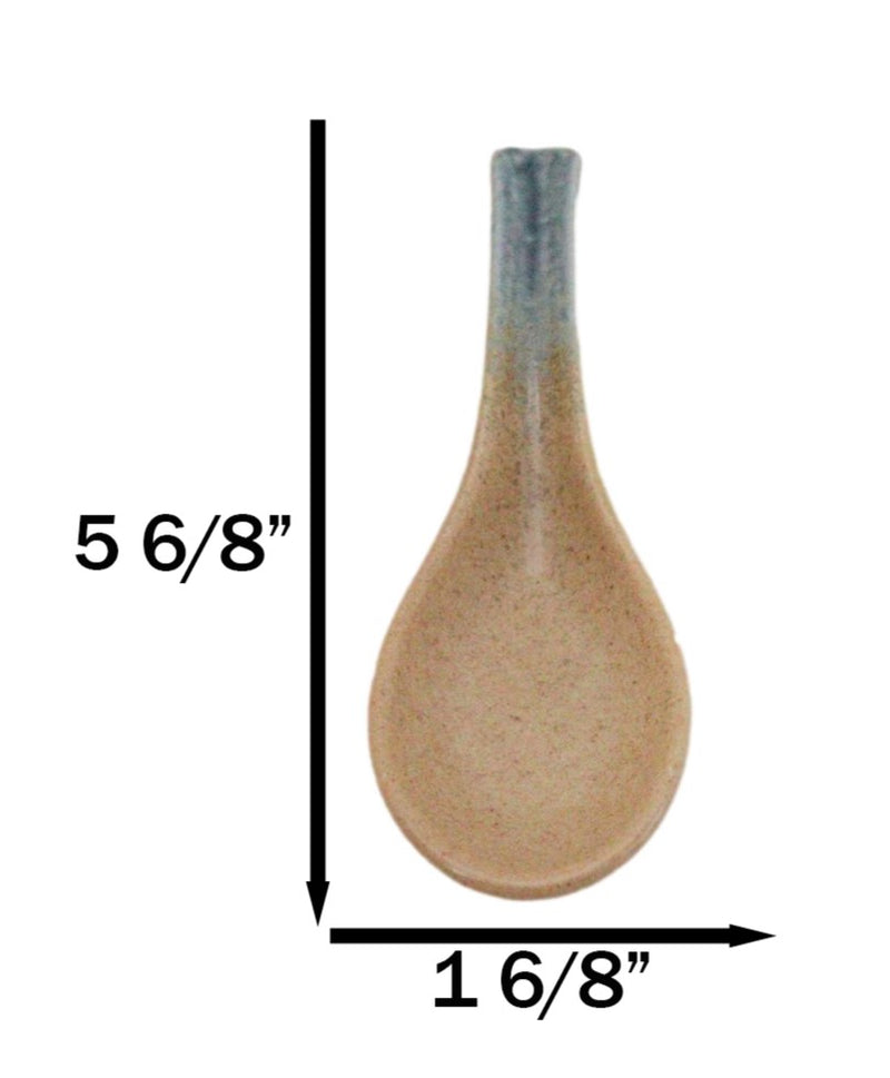 Pack of 6 Ao Nagashi River Collection Ceramic Asian Soup Spoons With Hook 5.75"L