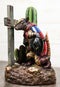 Rustic Western Armadillo Cowboy by Saguaro Cactus Praying By The Cross Figurine