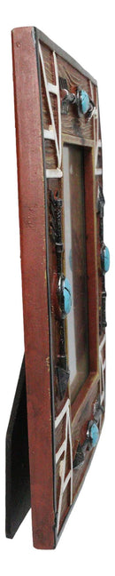 Southwest Boho Native Indian Turquoise Arrows Faux Wooden 4"X6" Picture Frame