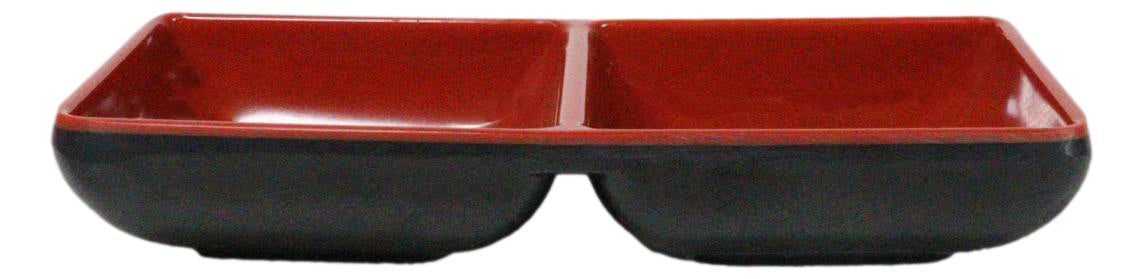 Pack Of 10 Red And Black Melamine Dipping Sauce Or Condiment 2 Partition Dishes