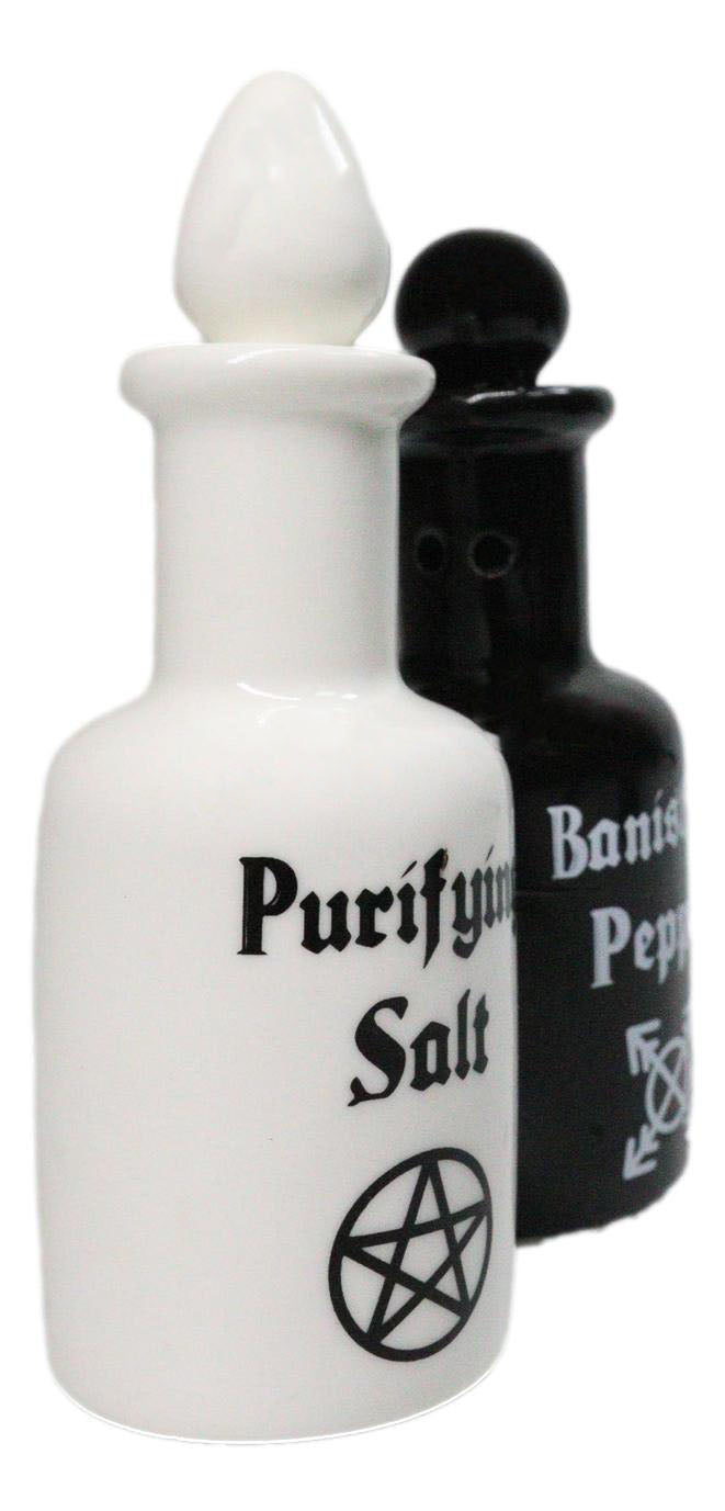 Magic Potion Bottles Purifying Salt And Banishing Pepper Ceramic Shakers Set
