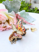 Orange Monarch Butterfly Pewter Austrian Crystals Bejewelled Trinket Jewelry Box