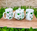Green White Chinese Mahjong Tiles Ceramic Tea Pot 15oz And 2 Cup Mugs 11oz Set