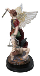 Saint Michael Archangel Defeating Satan With Sword And Justice Scales Statue 12.5"