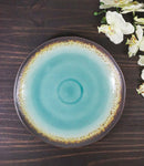 Pack Of 6 Crackle Green Midori Kannyu Ceramic Wavy Round Dinner Plates 11" D