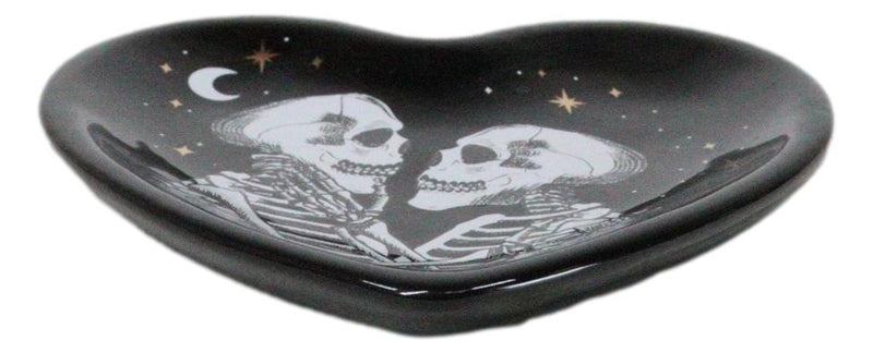 Gothic Day Of The Dead Love Never Dies Skeleton Couple Heart Trinket Dish Decor