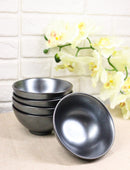 Pack Of 6 Black Tetsu Kesho Collection Small Rice Soup Appetizer Bowls 10oz