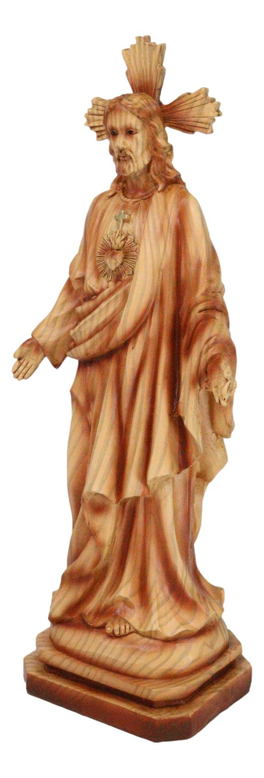 Standing Sacred Heart of Jesus Christ Catholic Christian Faux Wood Figurine