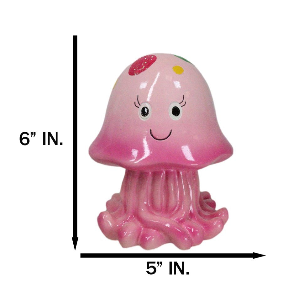 Whimsical Nautical Marine Pink Sea Jellyfish Money Coin Savings Piggy Bank