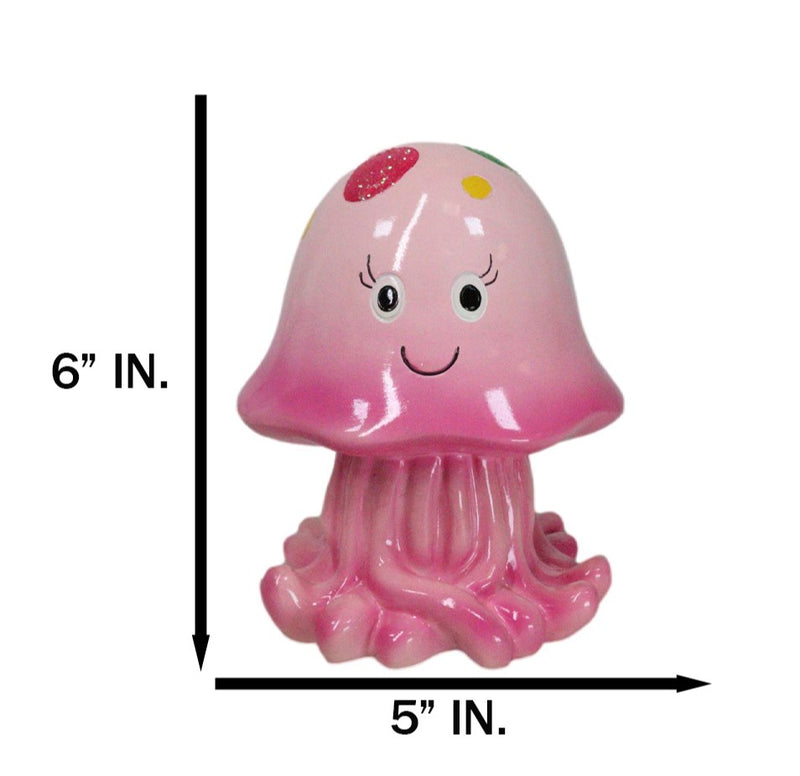 Whimsical Nautical Marine Pink Sea Jellyfish Money Coin Savings Piggy Bank