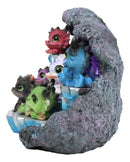 Whimsical Baby Dragons Mini Figurines With LED Faux Geode Crystal Display Set