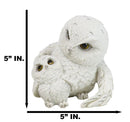 Whimsical 2 White Snowy Mother Owl And Owlet Nesting Figurine Owls Family