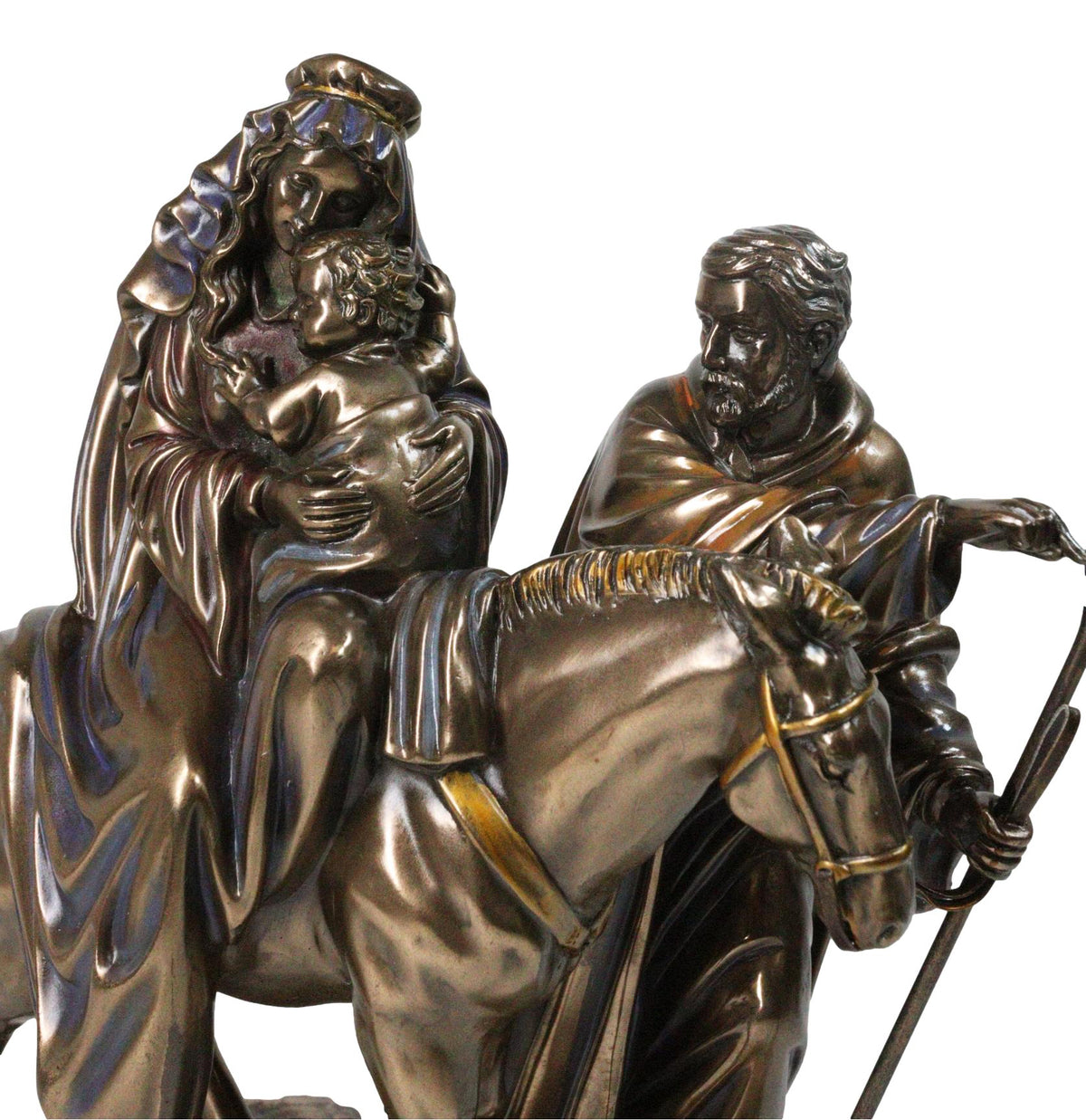 Flight to Egypt Holy Family Mary Joseph and Jesus On Donkey Figurine 9"H
