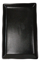 Pack of 6 Black Kokuyo Minimalist Wavy Rectangular Sushi Lunch Plates 7.75" L
