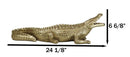 Large 2 Feet Gold Patina Crocodile Baring Jaws and Razor Teeth Garden Statue