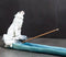 Mystic Alpha Snow Arctic White Wolf Ghost Howling Incense Burner Holder Figurine