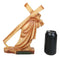 Passion Of Jesus Christ Carrying The Cross In Faux Cedar Wood Finish Figurine