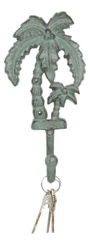 Cast Iron Verdigris Tropical Paradise Beach Coconut Palm Trees Coat Wall Hook